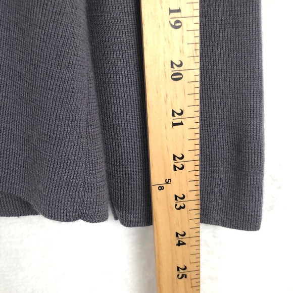 EILEEN FISHER Italian Yarn Open Cardigan Women's Sz L Purple Gray L/S Sweater - Picture 7 of 9